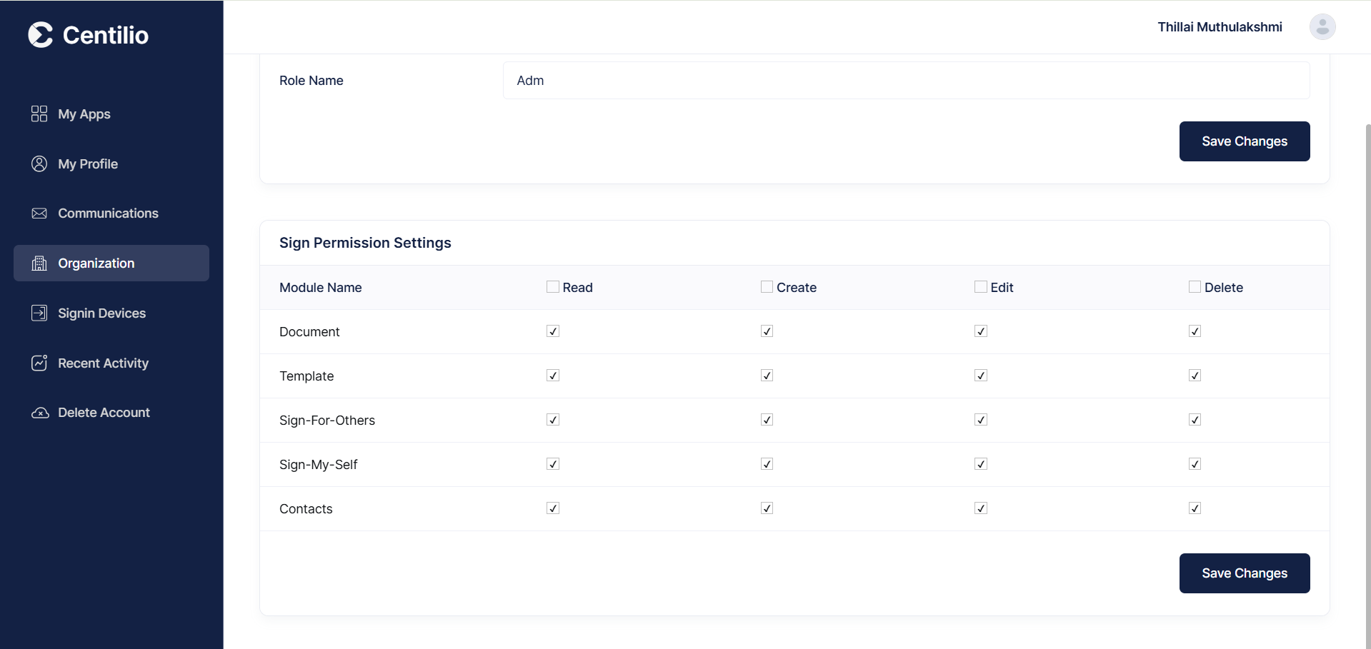 Centilio Log In Page