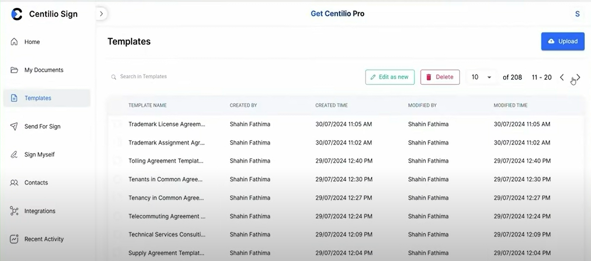 Centilio Log In Page